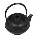 Théière en fonte KITAMI trois motifs bambou haute noir brillant 0,73L