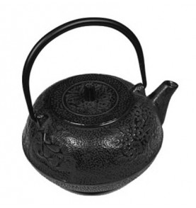 Théière en fonte KITAMI trois motifs bambou haute noir brillant 0,73L