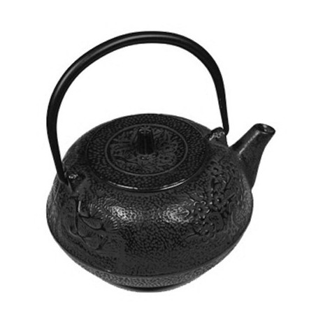 Théière en fonte KITAMI trois motifs bambou haute noir brillant 0,73L