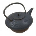Théière en fonte KITAMI trois motifs bambou plate bleu saphir1,2L