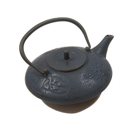 Théière en fonte KITAMI trois motifs bambou plate bleu saphir1,2L