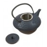 Théière en fonte KITAMI trois motifs bambou plate bleu saphir1,2L
