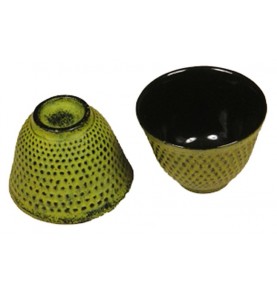 Tasse en fonte ARARE vert jaune pistache picots 10 cl