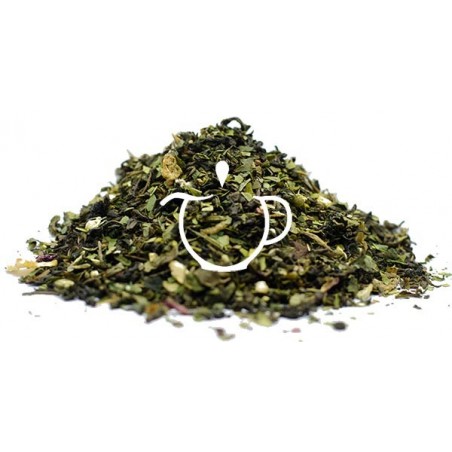 Détail gingembre ortie pétales rose Thé Vert Amincissant