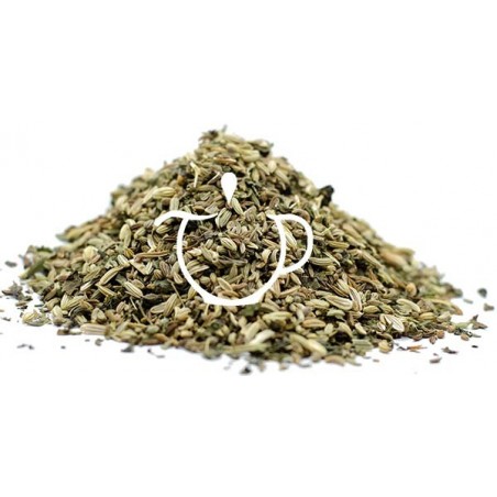 Détail graines de fenouil anis carvi et feuilles de mélisse