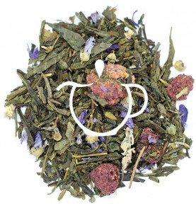 Thé Vert Violette Framboise mélange Sencha White Monkey framboises violette en vrac Thé-Passion