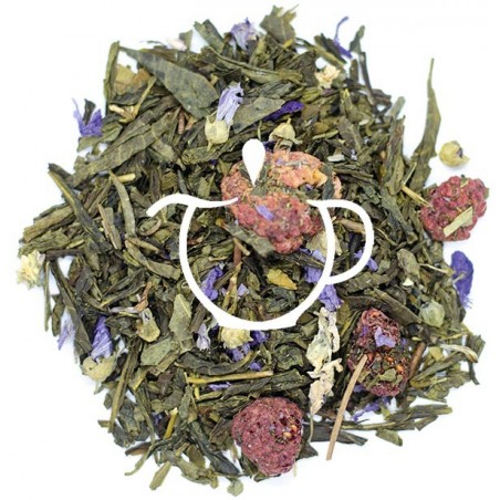Thé Vert Violette Framboise mélange Sencha White Monkey framboises violette en vrac Thé-Passion