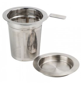 Filtre à thé métal universel avec anse et coupelle inox Thé-Passion