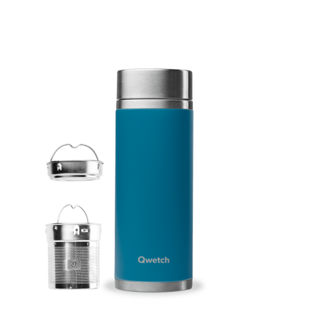 Théière nomade Qwetch Bleue inox 400 ml Thé-Passion