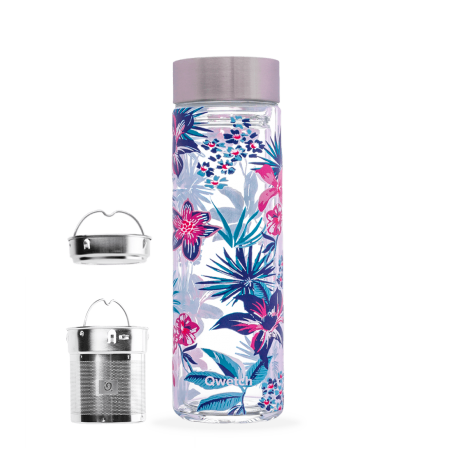 Théière nomade Qwetch Motif Fleurs inox 430 ml Thé-Passion