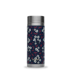 Théière nomade Qwetch Fleurs Bleues inox 400 ml Thé-Passion