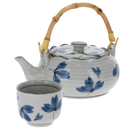 Service à thé porcelaine Hanako 5 pièces théière et tasses Thé-Passion