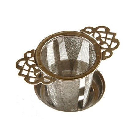Filtre à thé inox Dentelles décor ciselé avec bol Thé-Passion